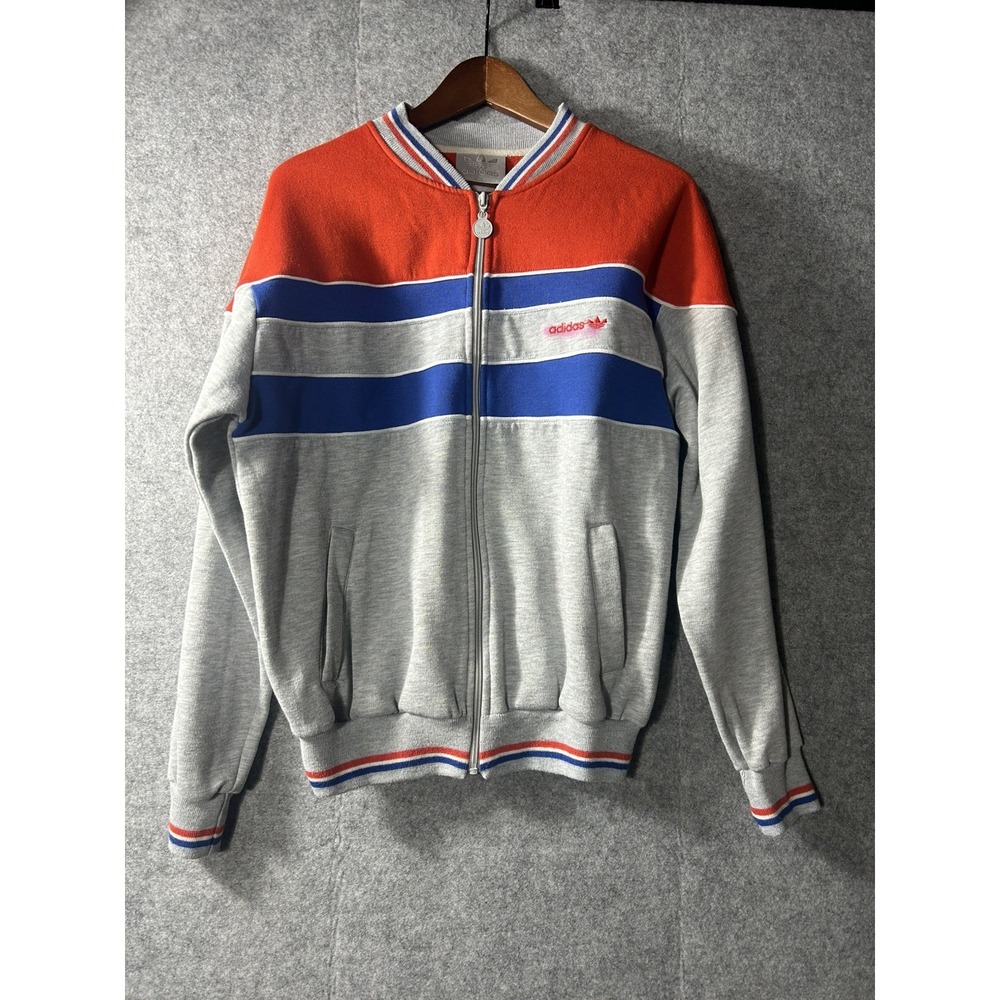 Adidas Originals Trefoil Track Jacket Mens MED Gray Blue Red Full Zip 90s Taiwan